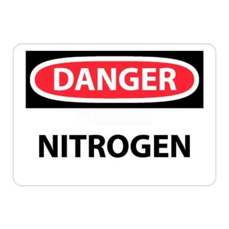 National Marker Co NMC OSHA Sign, Danger Nitrogen, 10in X 14in, White/Red/Black D342RB